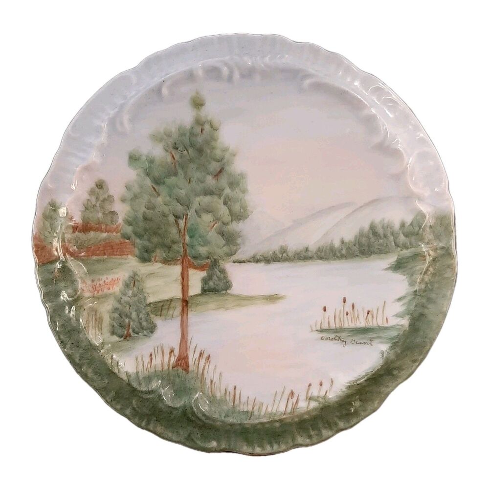 Vintage Dorothy Grant Porcelain Plate 6 Inch Handpainted Nature Landscape